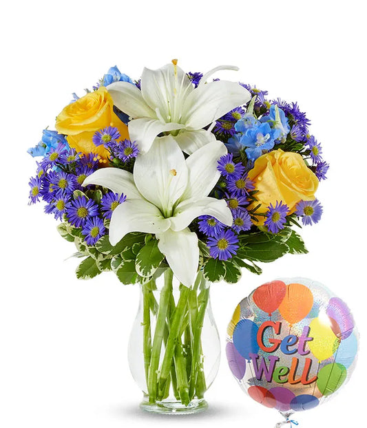 Blue Skies and Sunshine with Get Well Balloon