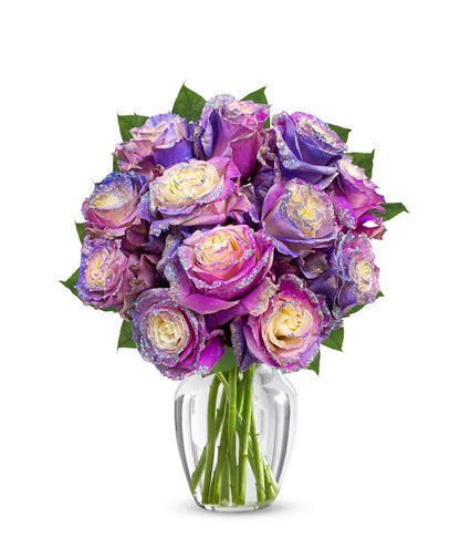 Purple Pastel Glitter Roses